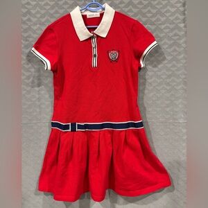 5/$10 or 10/$20 Girls Red Polo Cotton Dress with White Collar Size 10-12y